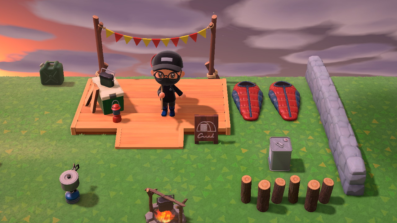 An Animal Crossing campsite