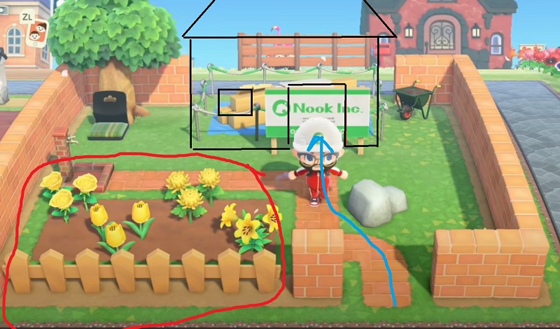 Animal Crossing Yard with diagram