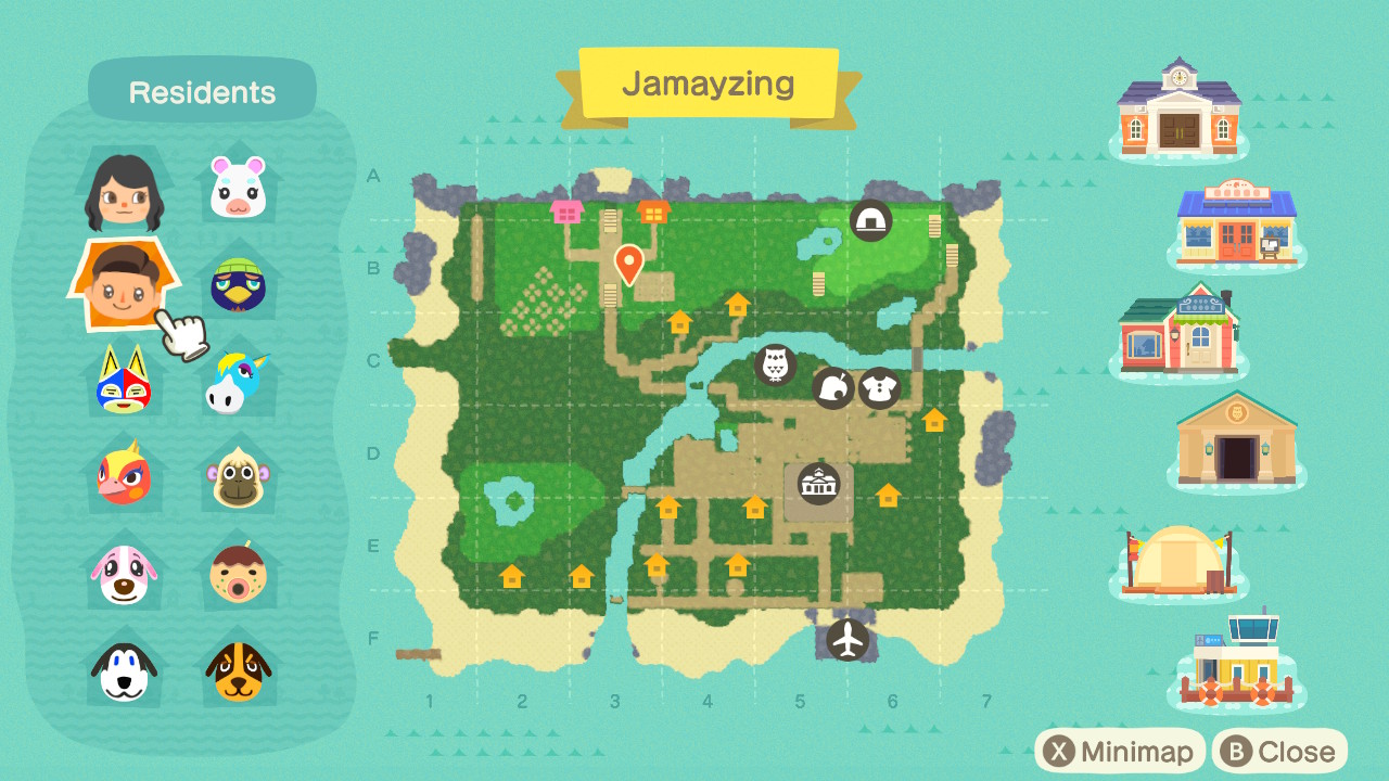 A map of my Animal Crossing Island