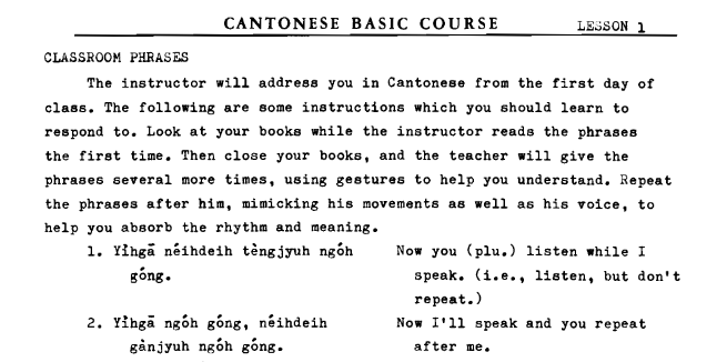 FSI Cantonese Language Example Page