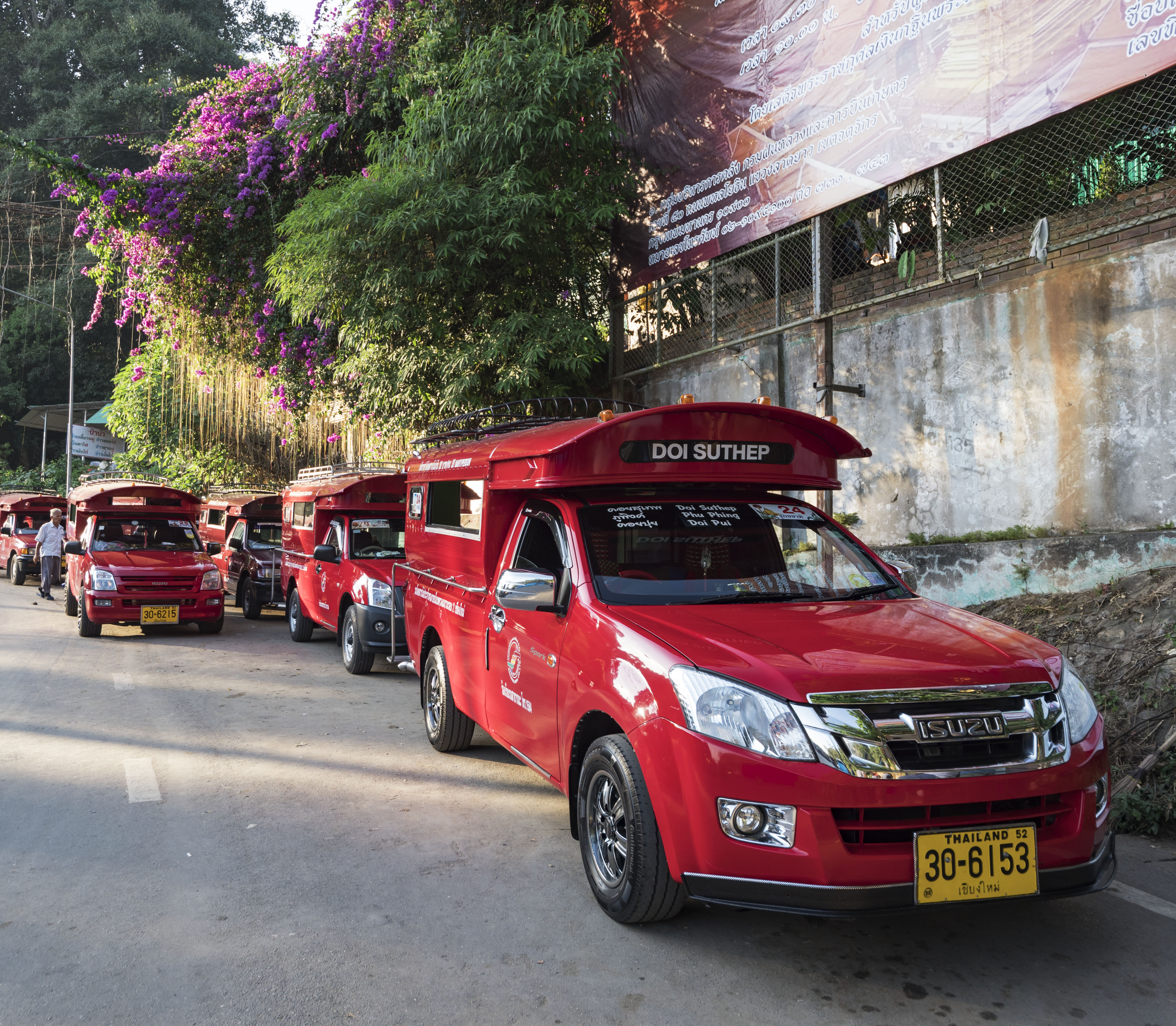 Songthaew red bus in Chiang Mai